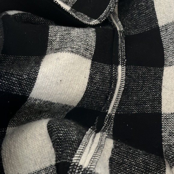 Fall Black & White open front checkered plaid long coat jacket size XS - Picture 12 of 12